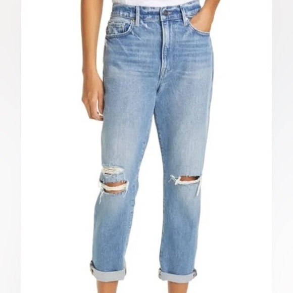 Frame Denim Denim - FRAME Le Beau boyfriend jeans button fly with distressing